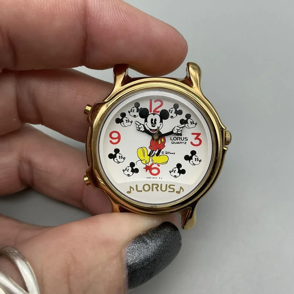 Vtg Lorus Musical Mickey Mouse Boys Watch 33mm Gold Tone For Parts Not Running